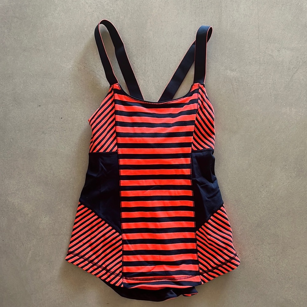 Orange and navy Lululemon top